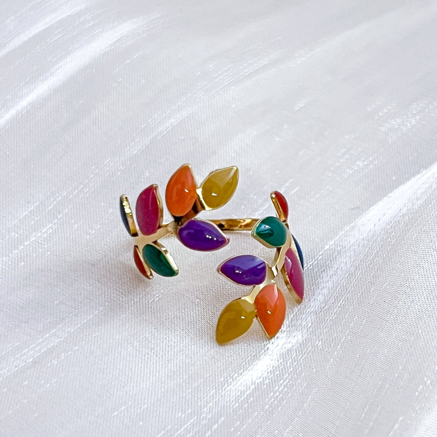 Anillo Rainbow Hojas (Multi Ajustable)