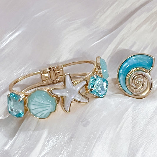 Look Carolina (marina 3 colores)Brazalete& Anillo