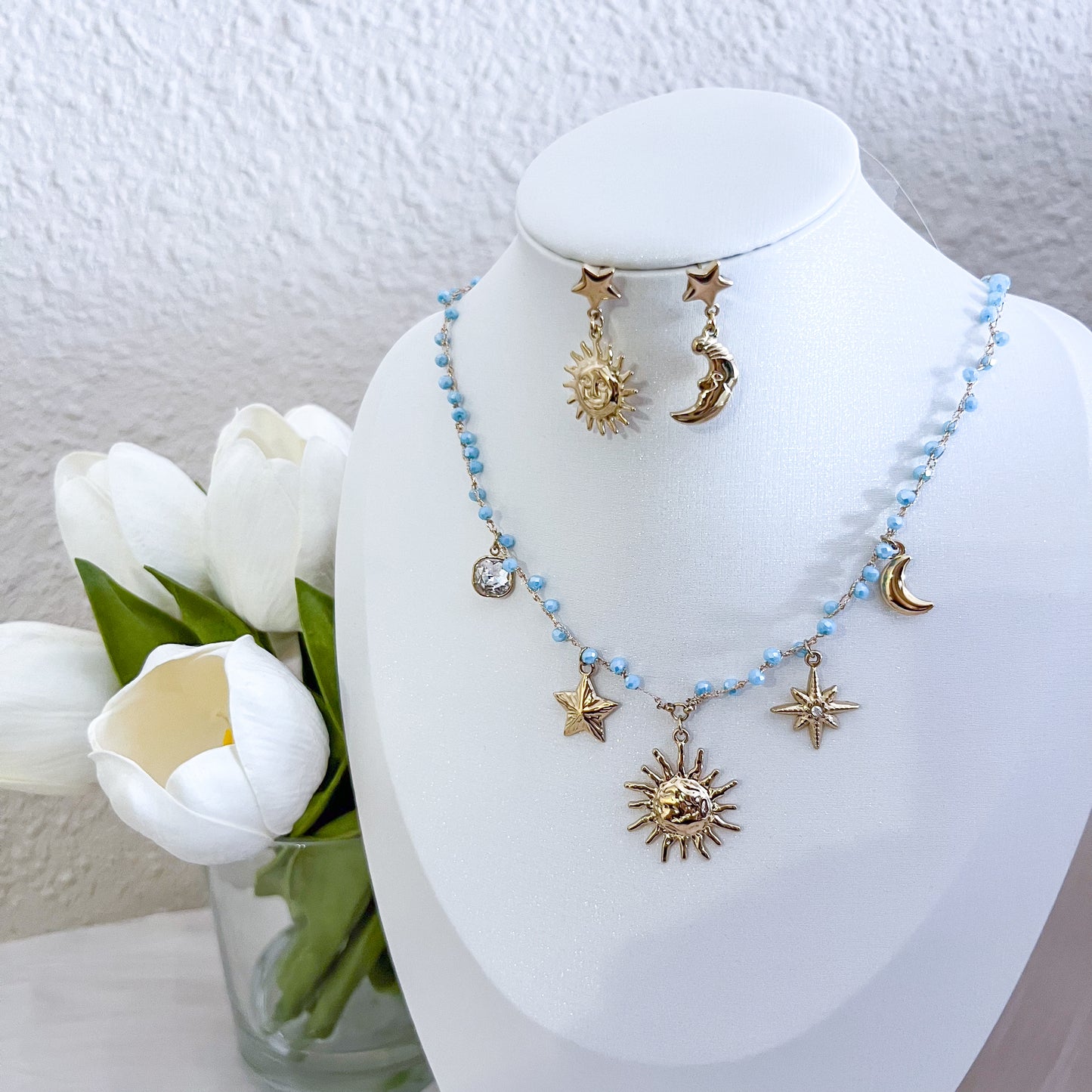 Look Eclipse (2colores) (collar & pendiente/sol & luna)
