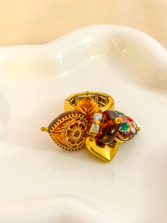 Anillo Encanto Vintage (Corazón) Cordón elástico