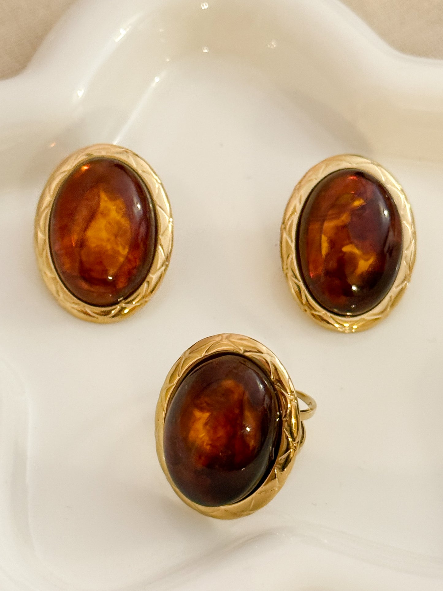 Pendientes Nocturno(Óvalo Vintage)– Acero Inoxidable