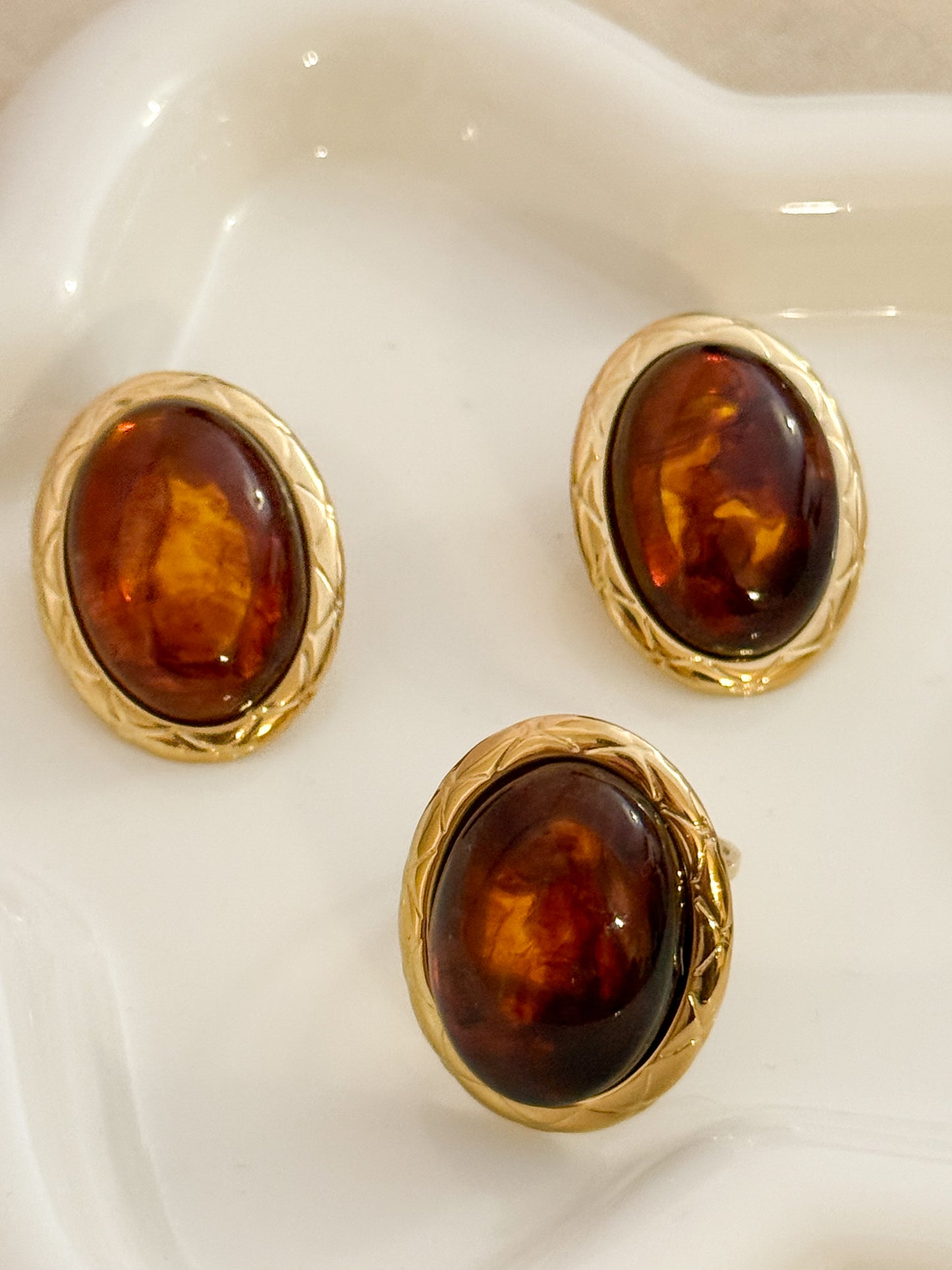 Pendientes Nocturno(Óvalo Vintage)– Acero Inoxidable