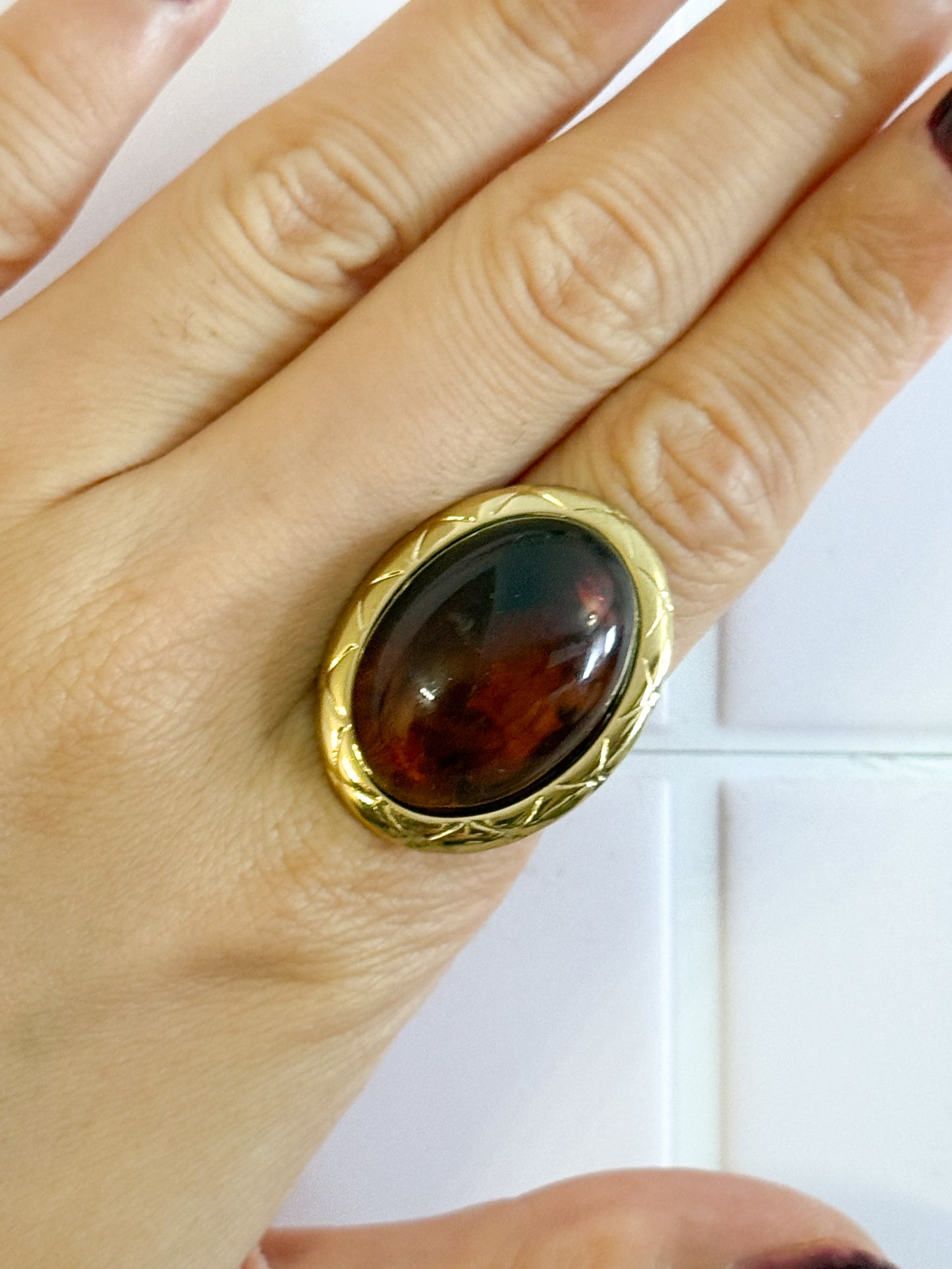 Anillo Nocturno(Óvalo Vintage)– Acero Inoxidable