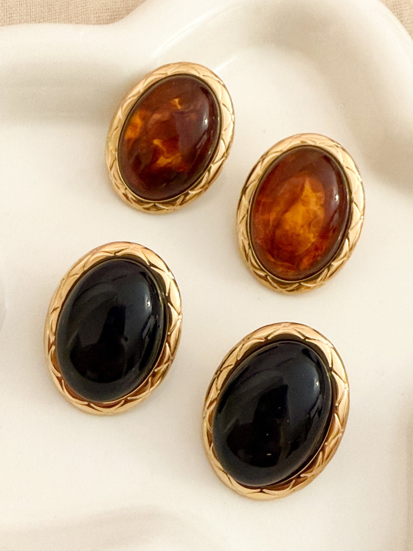 Pendientes Nocturno(Óvalo Vintage)– Acero Inoxidable