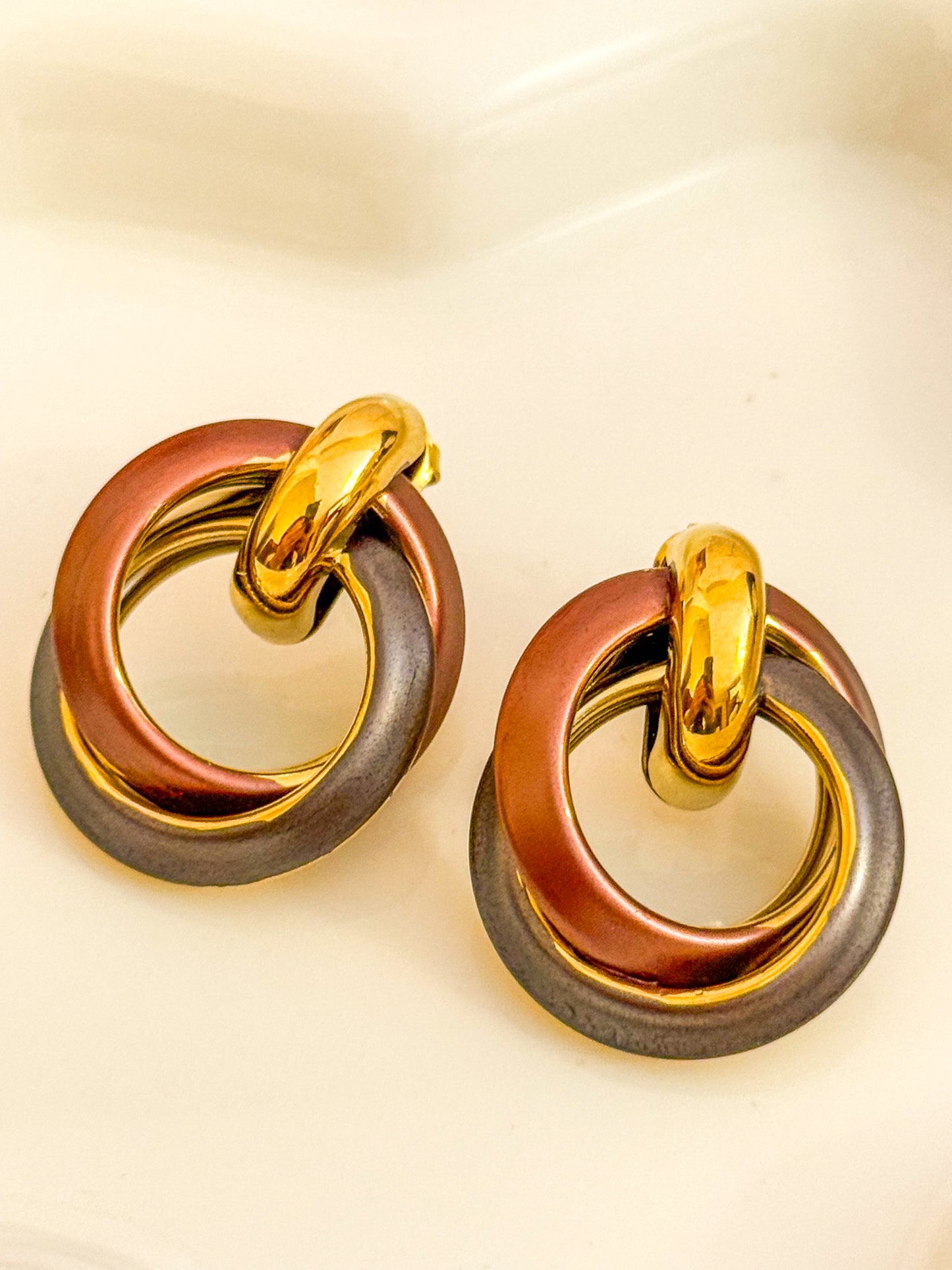 Pendientes Eclipse(Círculo Tricolor) – Acero Inoxidable