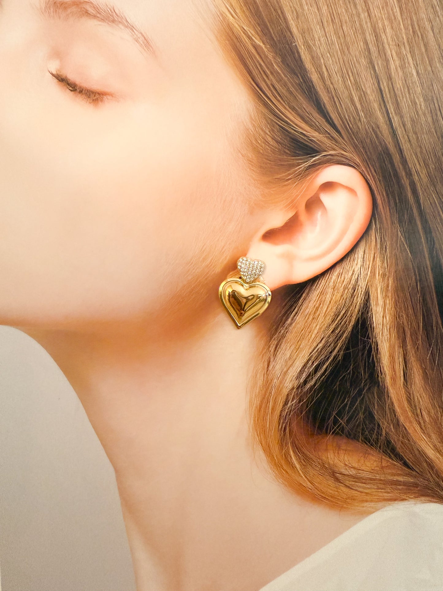 Pendientes Corazón de Luz(Corazón Dorado) – Acero Inoxidable