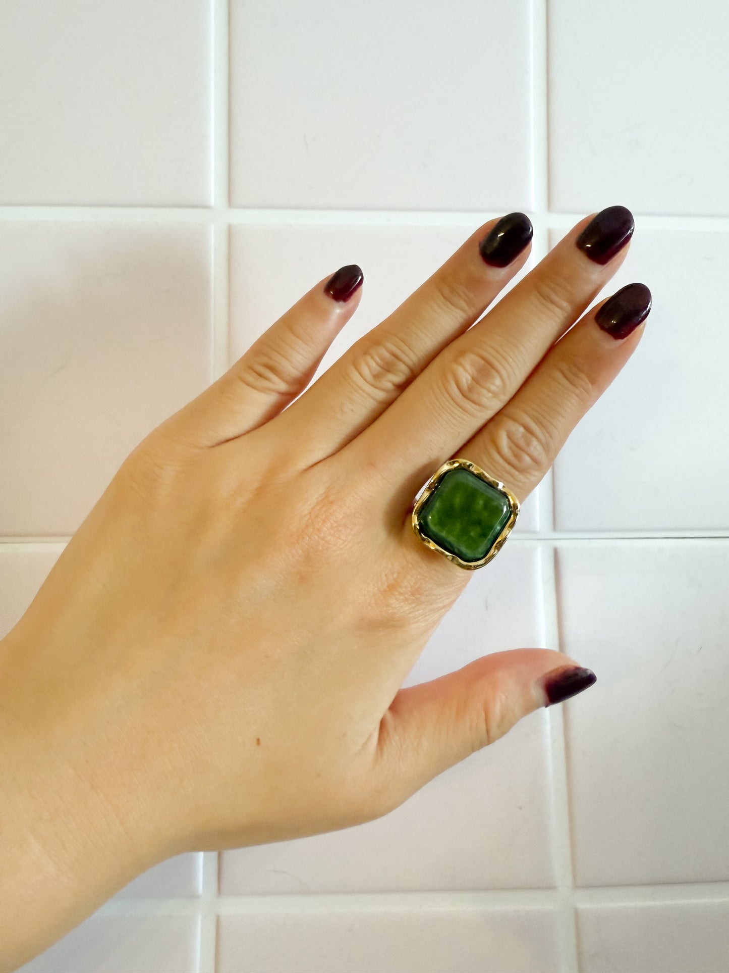 Anillo Prisma Dorado(Cuadrado de color) – Acero Inoxidable (Ajustable)