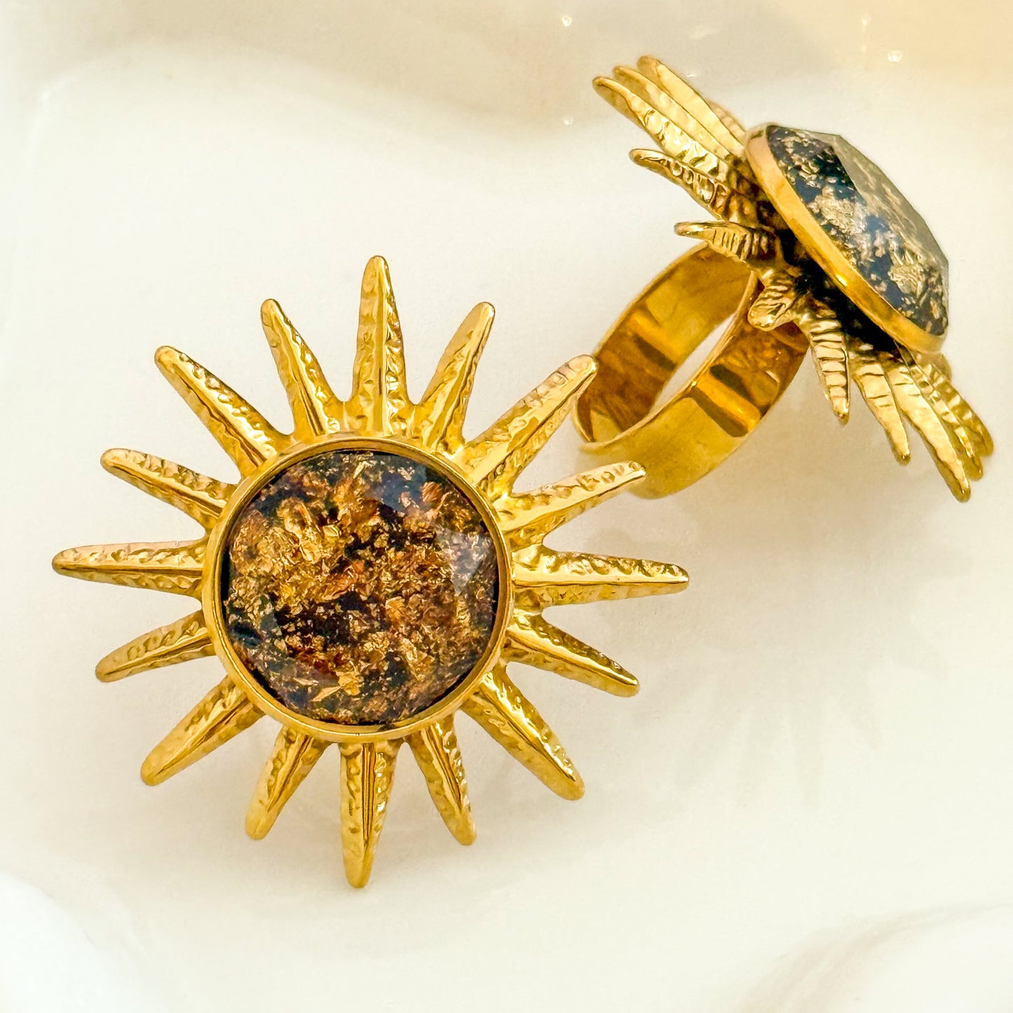 Anillo Sol de Oro(Sol) – Acero Inoxidable (Ajustable)