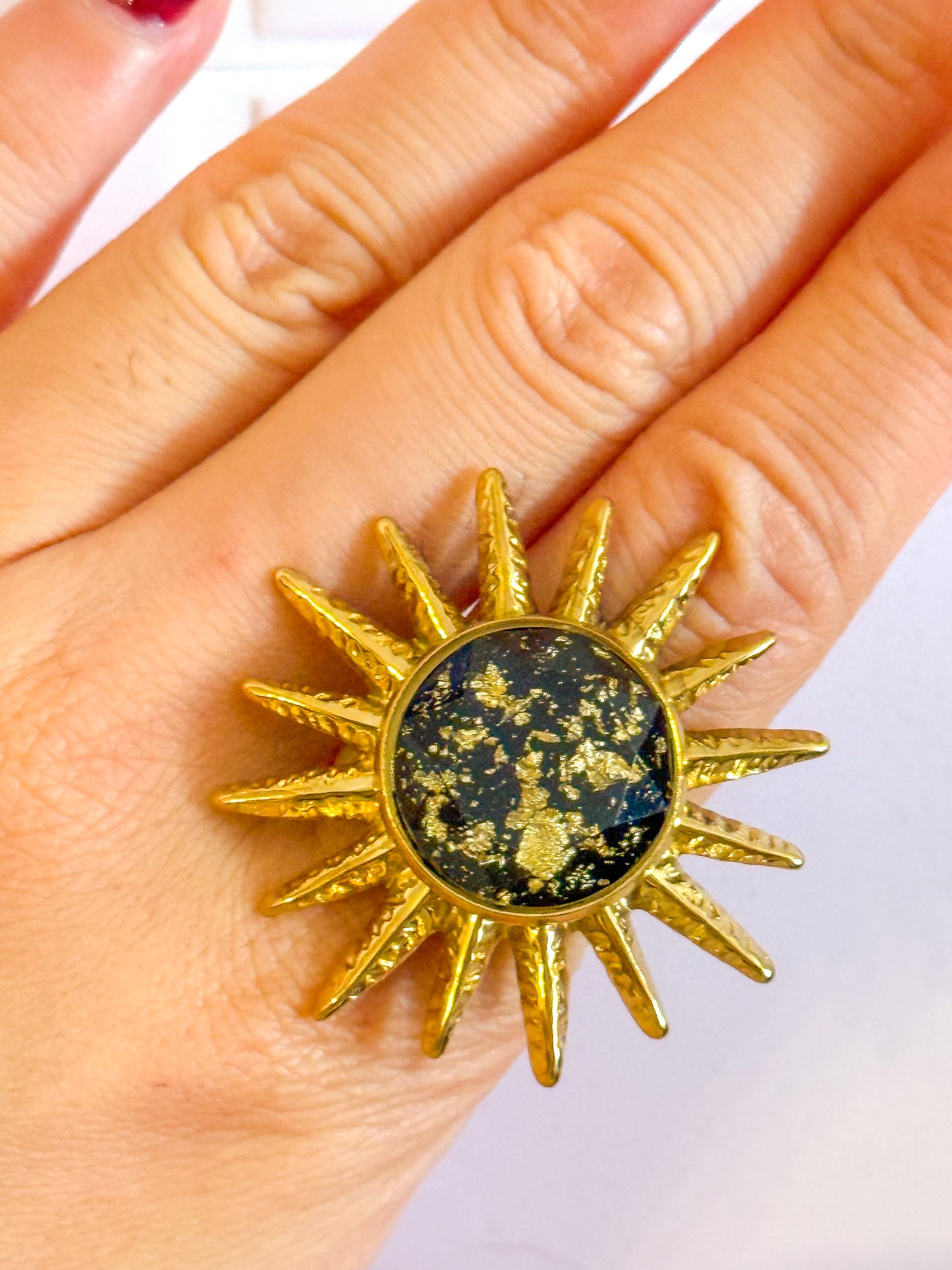 Anillo Sol de Oro(Sol) – Acero Inoxidable (Ajustable)
