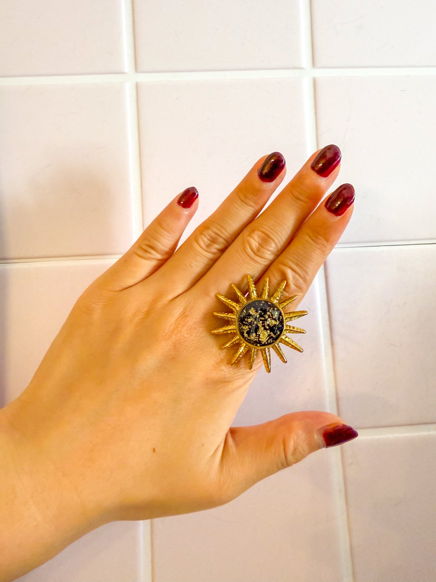 Anillo Sol de Oro(Sol) – Acero Inoxidable (Ajustable)