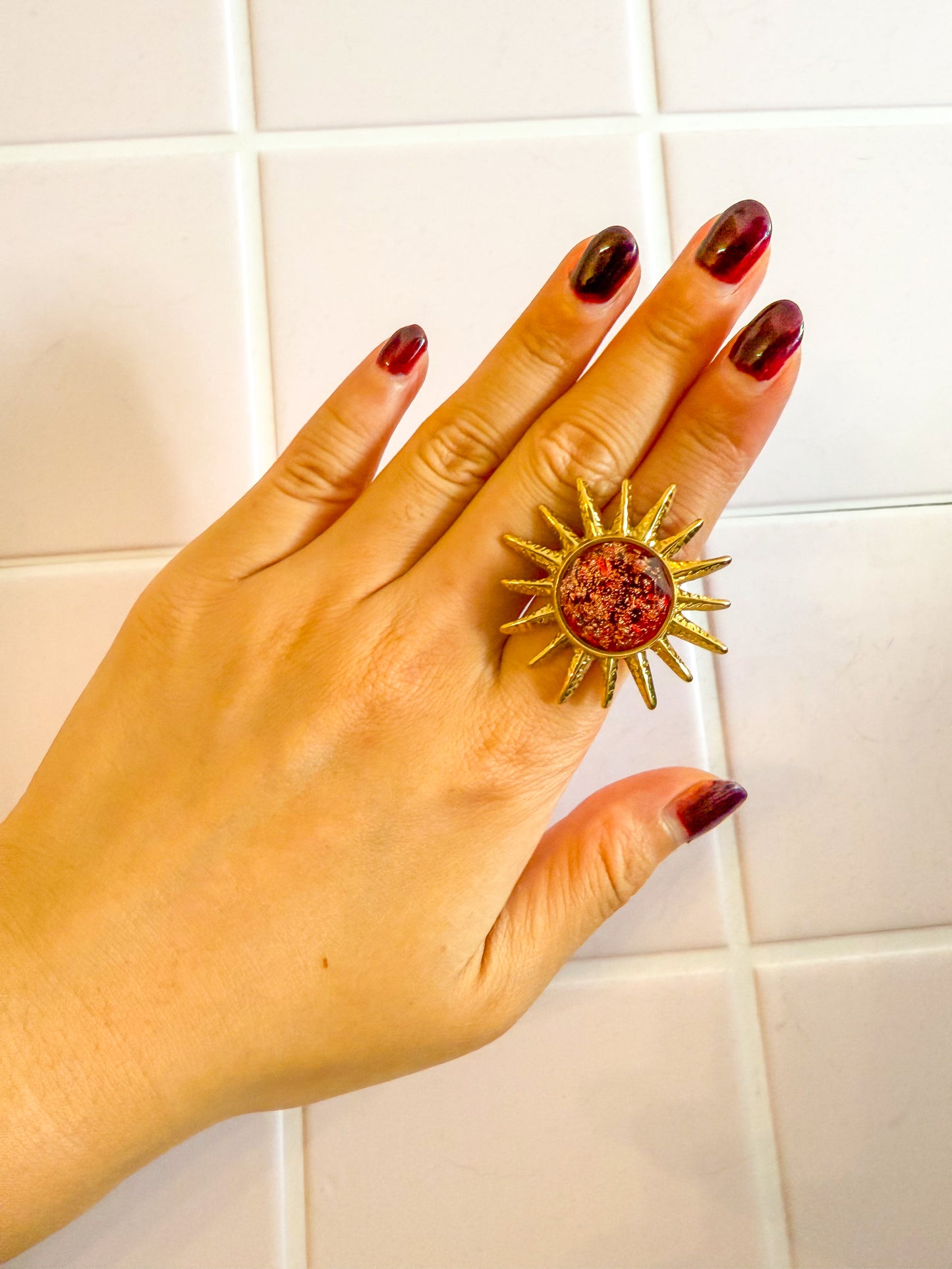 Anillo Sol de Oro(Sol) – Acero Inoxidable (Ajustable)