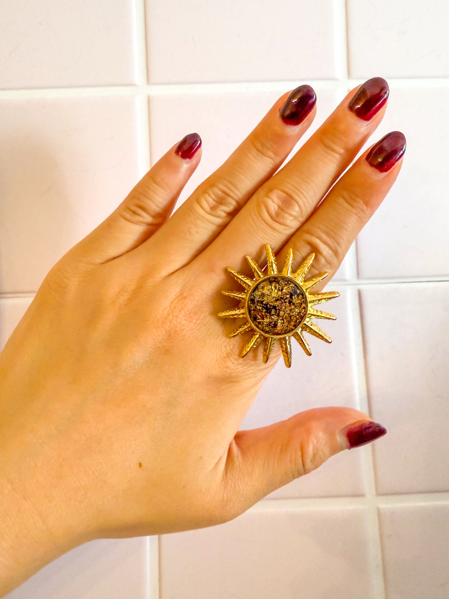 Anillo Sol de Oro(Sol) – Acero Inoxidable (Ajustable)