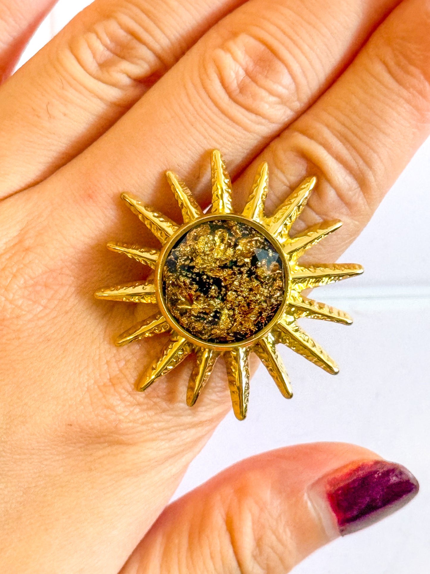 Anillo Sol de Oro(Sol) – Acero Inoxidable (Ajustable)