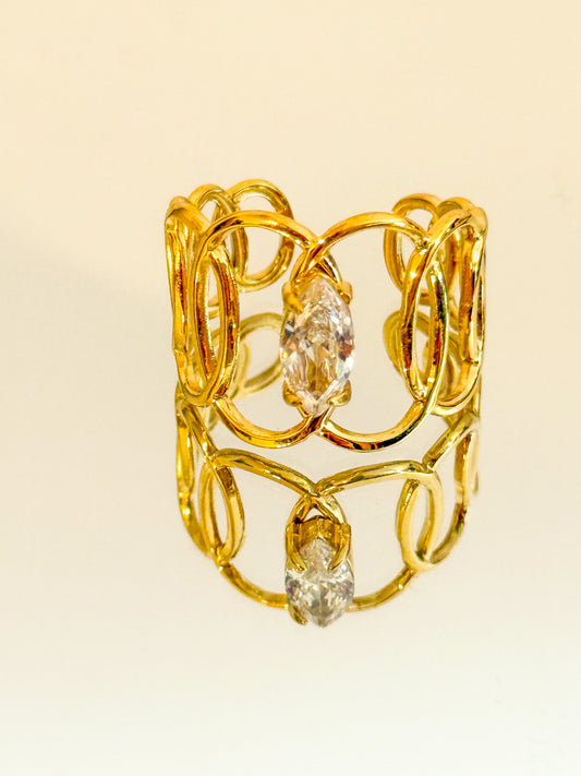 Anillo Luz Serena(Aros entrelazados) – Acero Inoxidable (Ajustable)