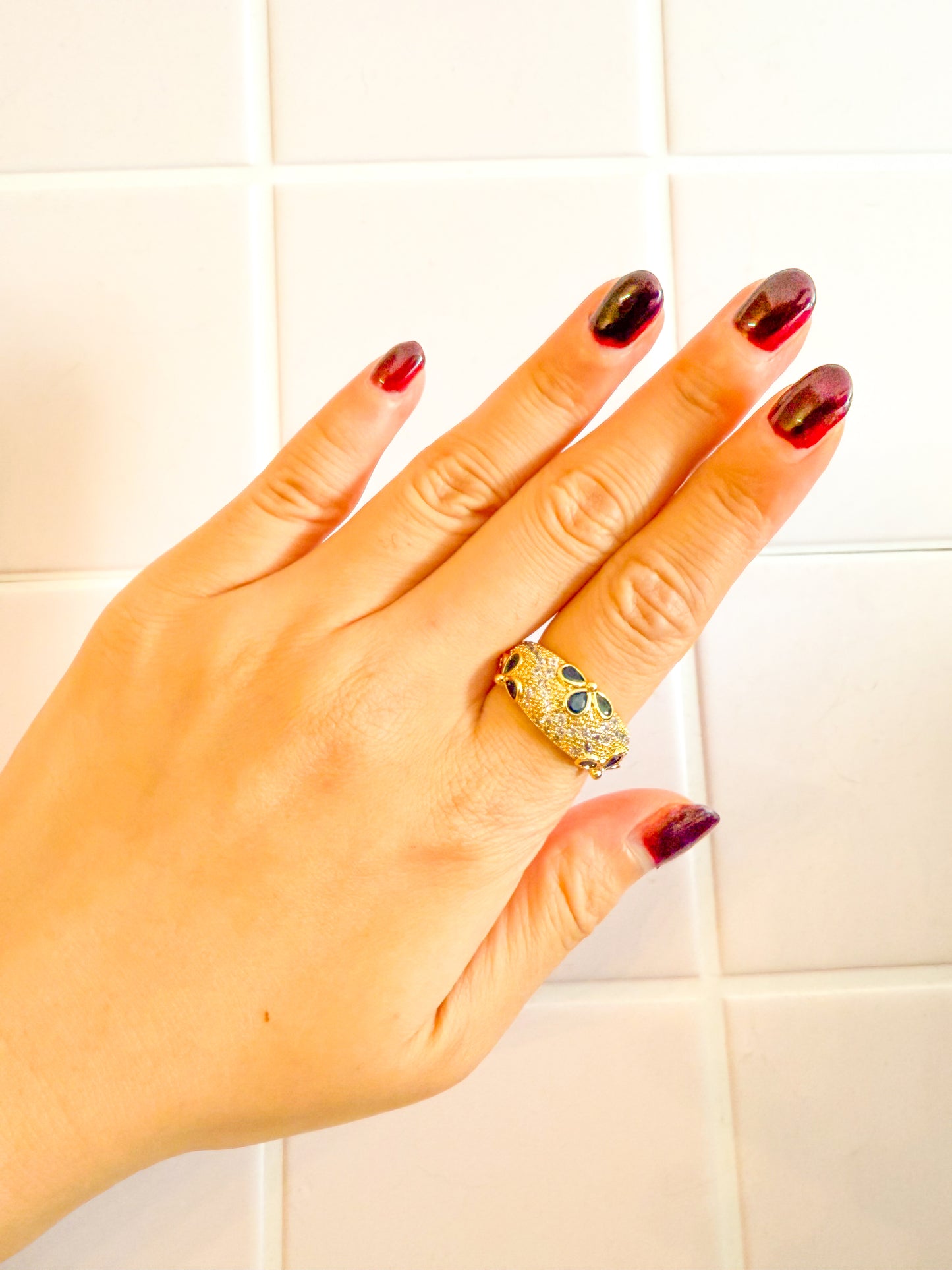 Anillo Cielo Nocturno(Azul brillante) – Acero Inoxidable (Ajustable)
