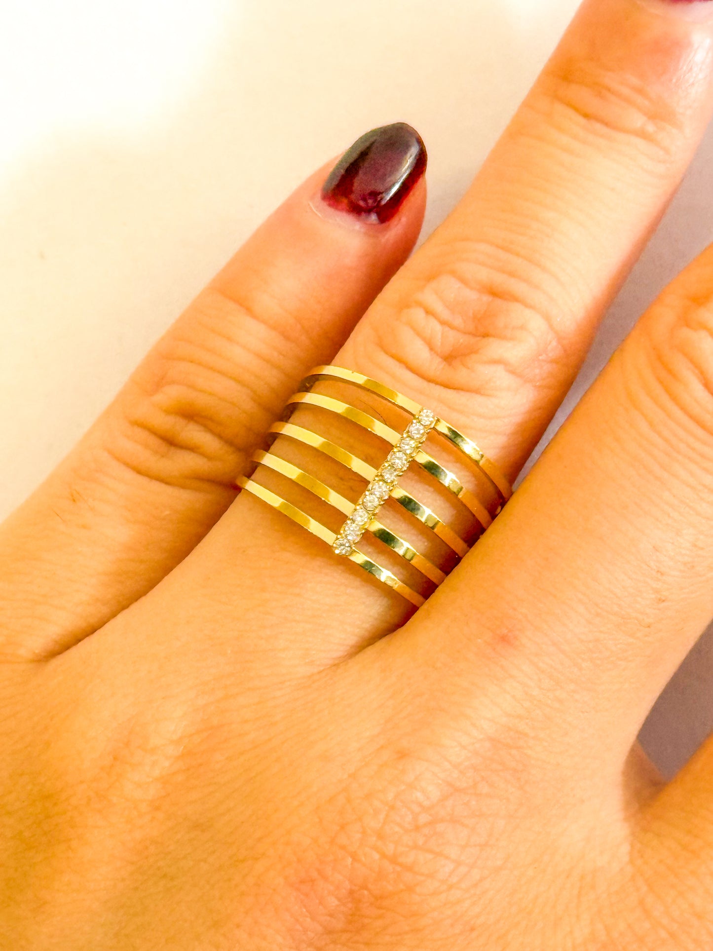 Anillo Luz Vertical(Franjas con cristales) – Acero Inoxidable (Ajustable)
