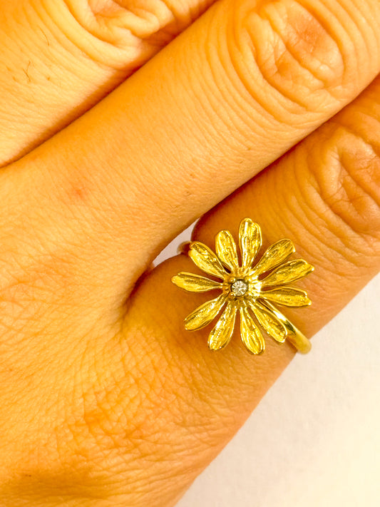 Anillo Flor de Aurora(Flores) – Acero Inoxidable (Ajustable)