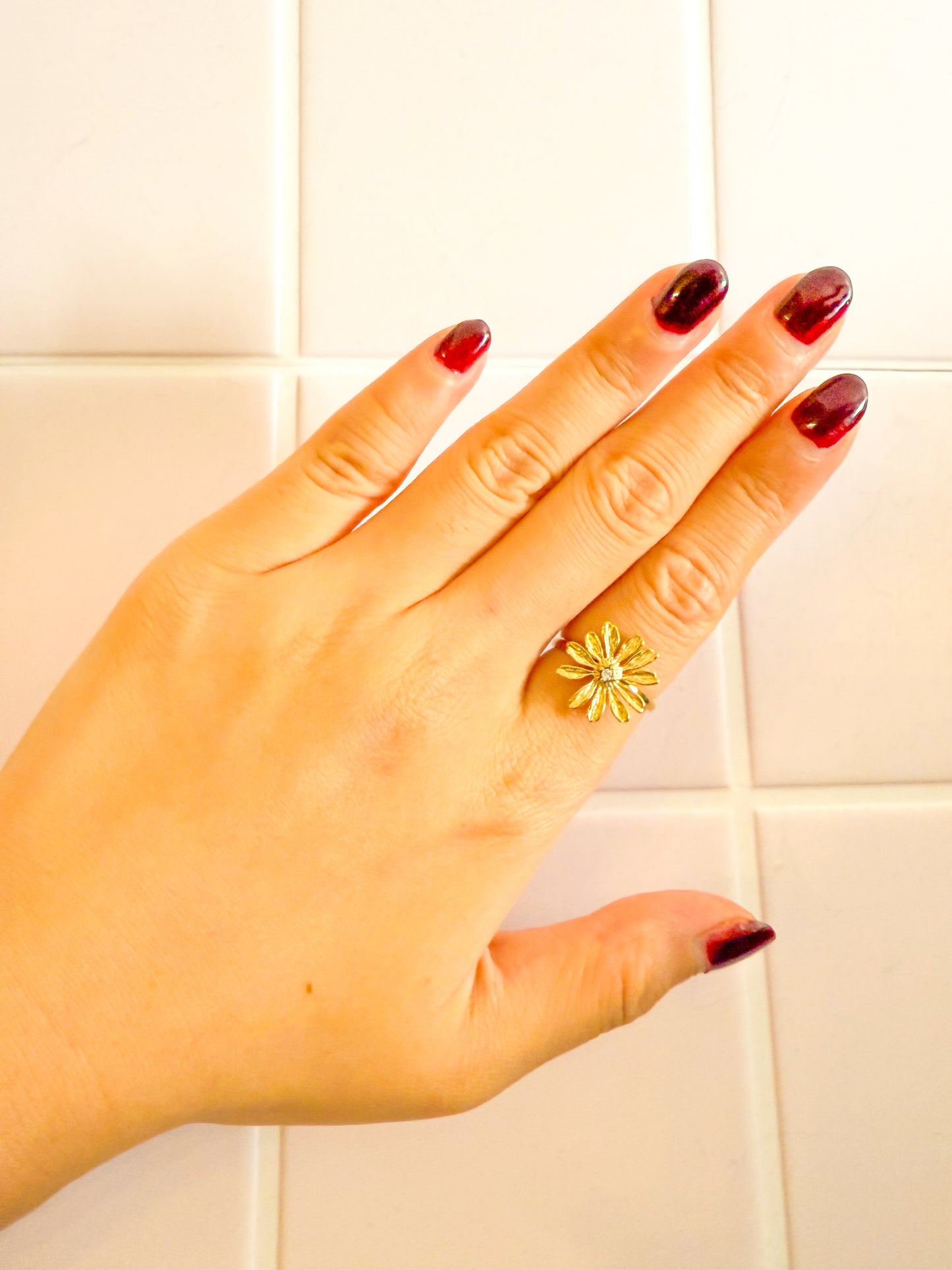 Anillo Flor de Aurora(Flores) – Acero Inoxidable (Ajustable)