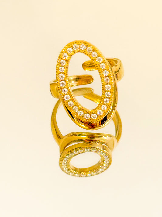 Anillo Doble Halo(Círculo entrelazado)– Acero Inoxidable (Ajustable)