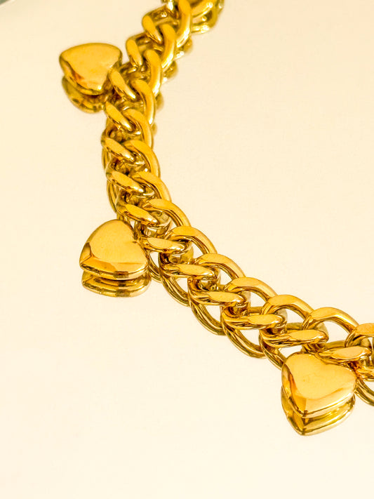 Collar Corazones Mini(Charms dorados)– Acero Inoxidable