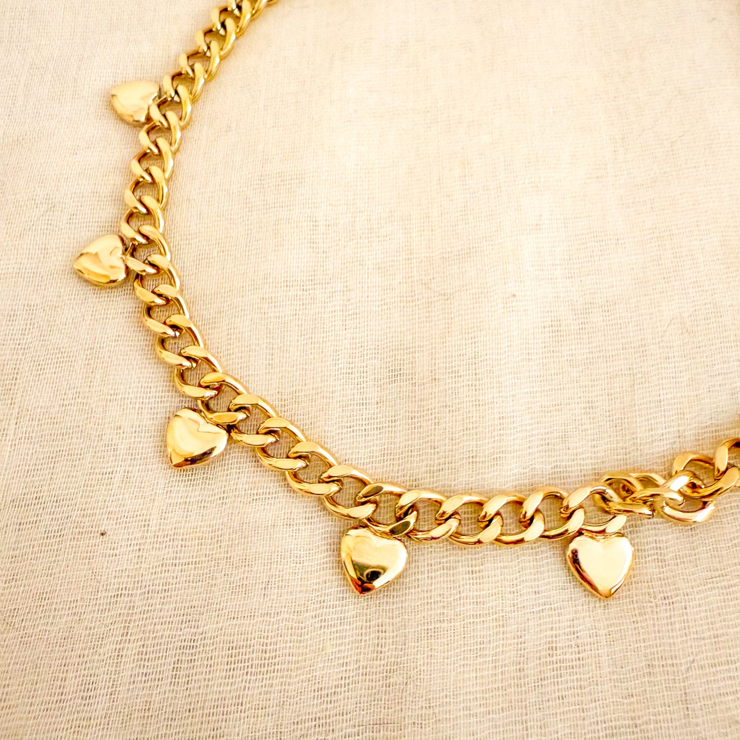 Collar Corazones Mini(Charms dorados)– Acero Inoxidable