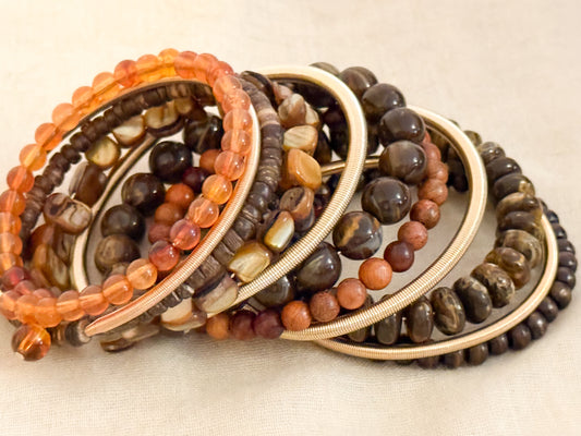 Pulseras Tierra Dorada(Pulseras de piedra )