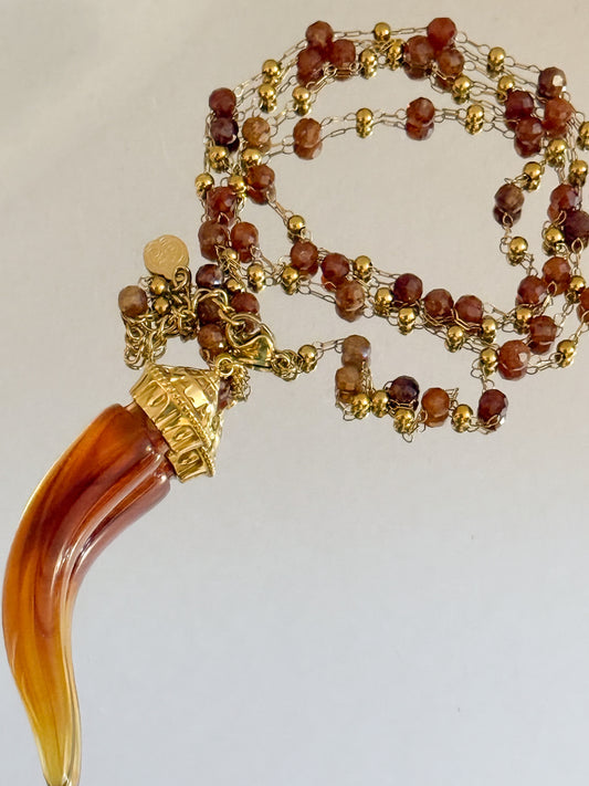 Collar Colmillo Dorado(Ojo de Tigre)