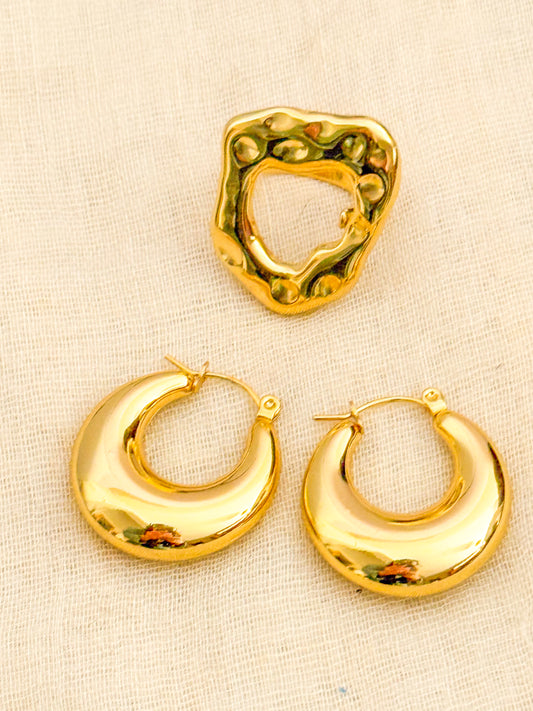 Pendientes Luna Dorada(Aros redondeados)