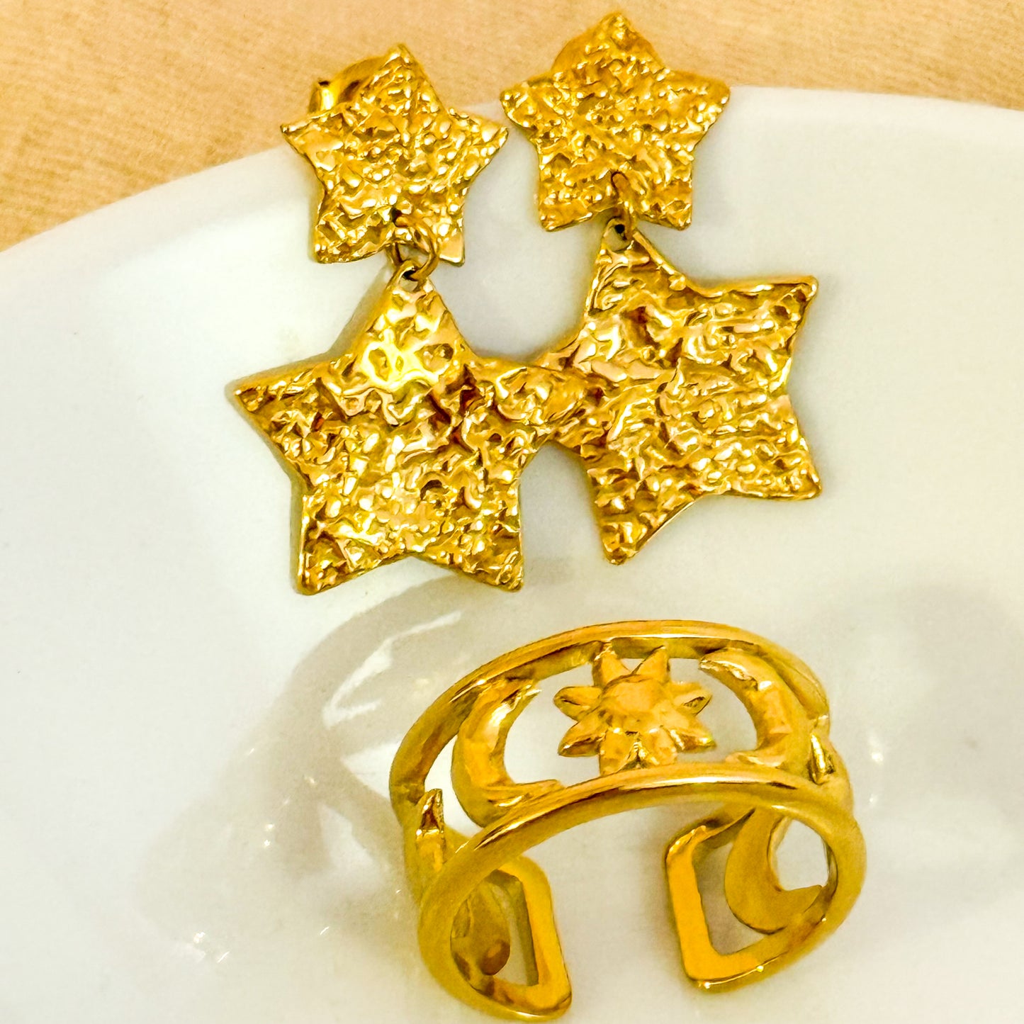 Pendientes Corazón / Estrella Aura Dorada