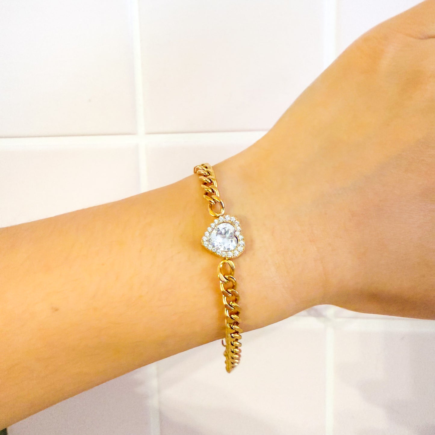 Pulsera Corazón Brillante (Acero Inoxidable 2colores)