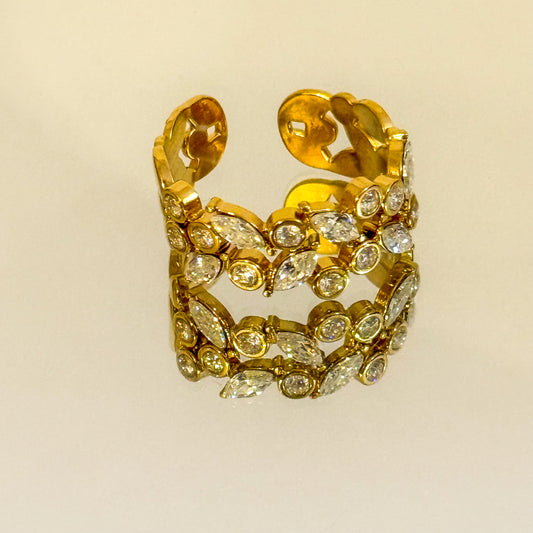 Anillo Jardín de Luces(flor)dorado y plateado Ajustable