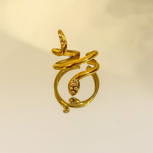 Anillo Serpiente Luz (Curva Mística) – Ajustable