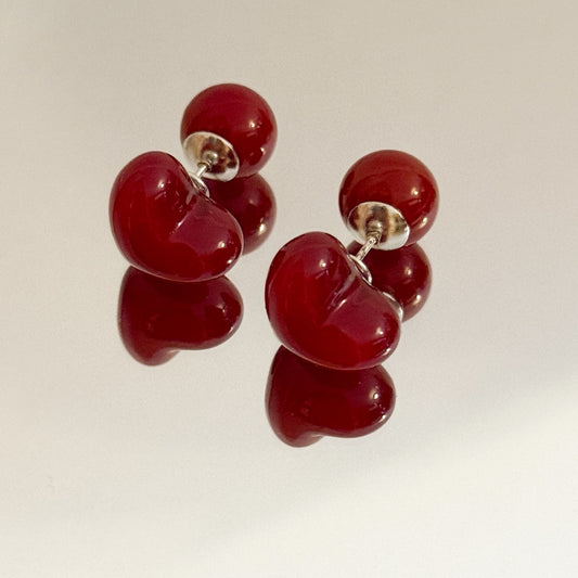 Pendientes Corazón Rouge (Doble Gota/Doble uso)