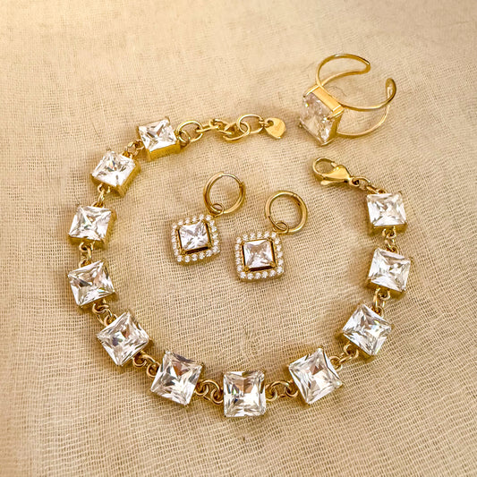 Look Dorado Aurora (Geométrico Brillante Ajustable)