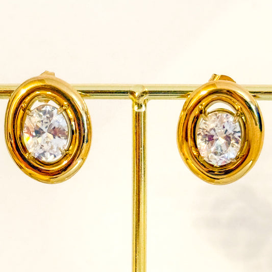 Pendientes Brillo Imperial (Banda Dorada con Circonitas)