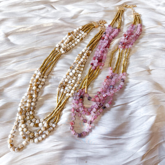 Collar Luz de Arena(Dos colores cuentas)