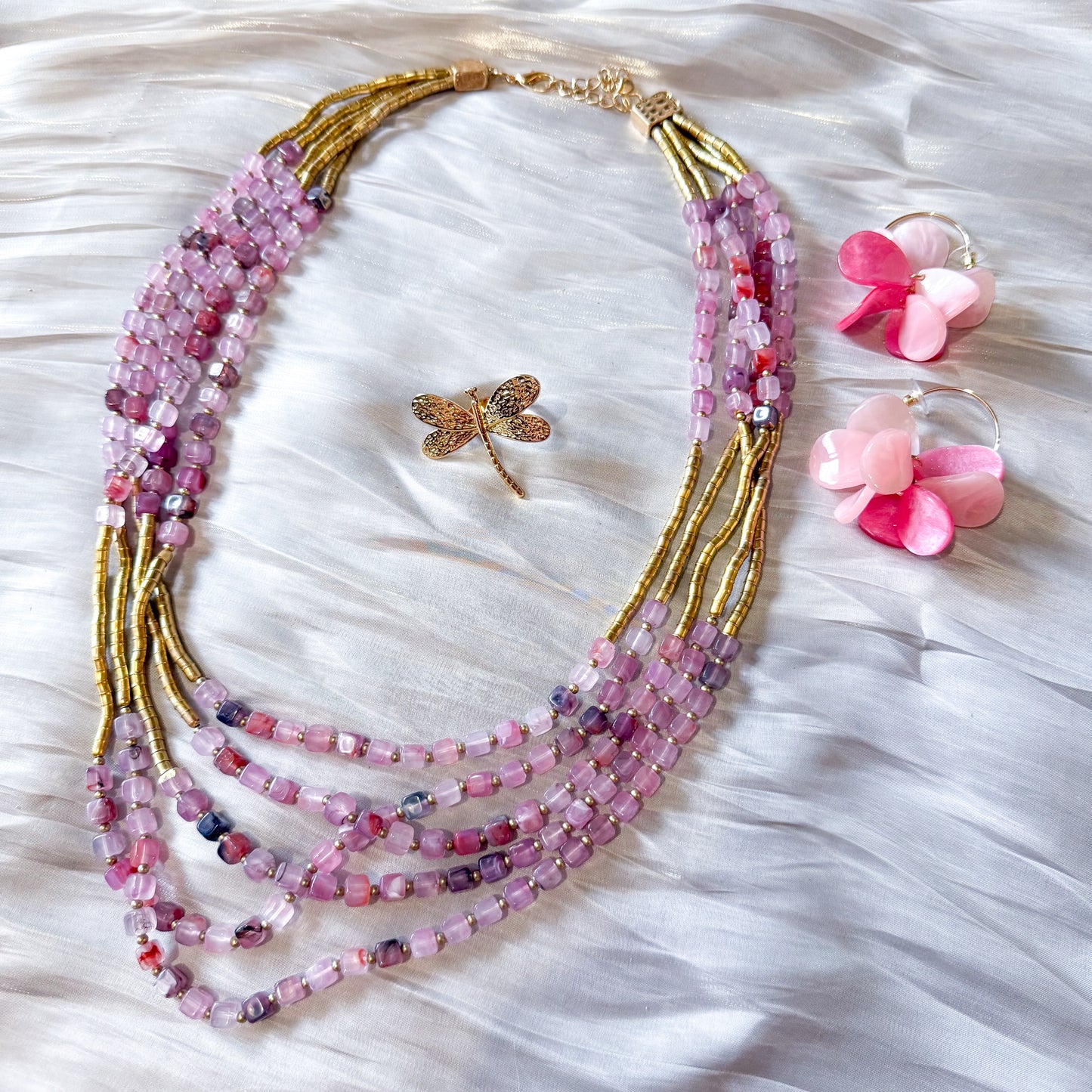 Collar Luz de Arena(Dos colores cuentas)