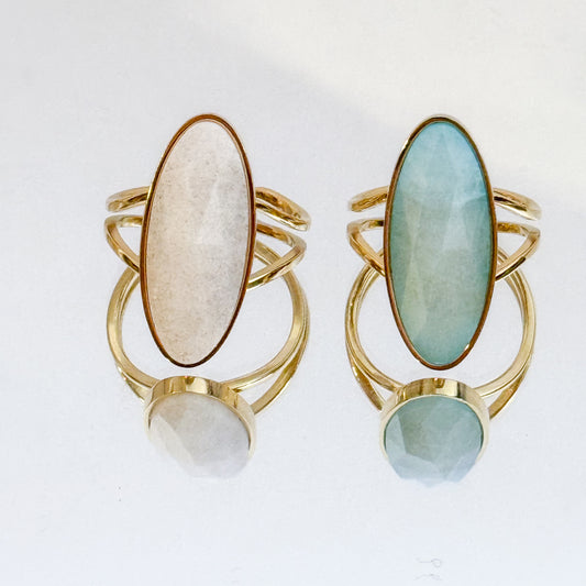 Anillo Gemma Oval (3 Colores) Ajustable