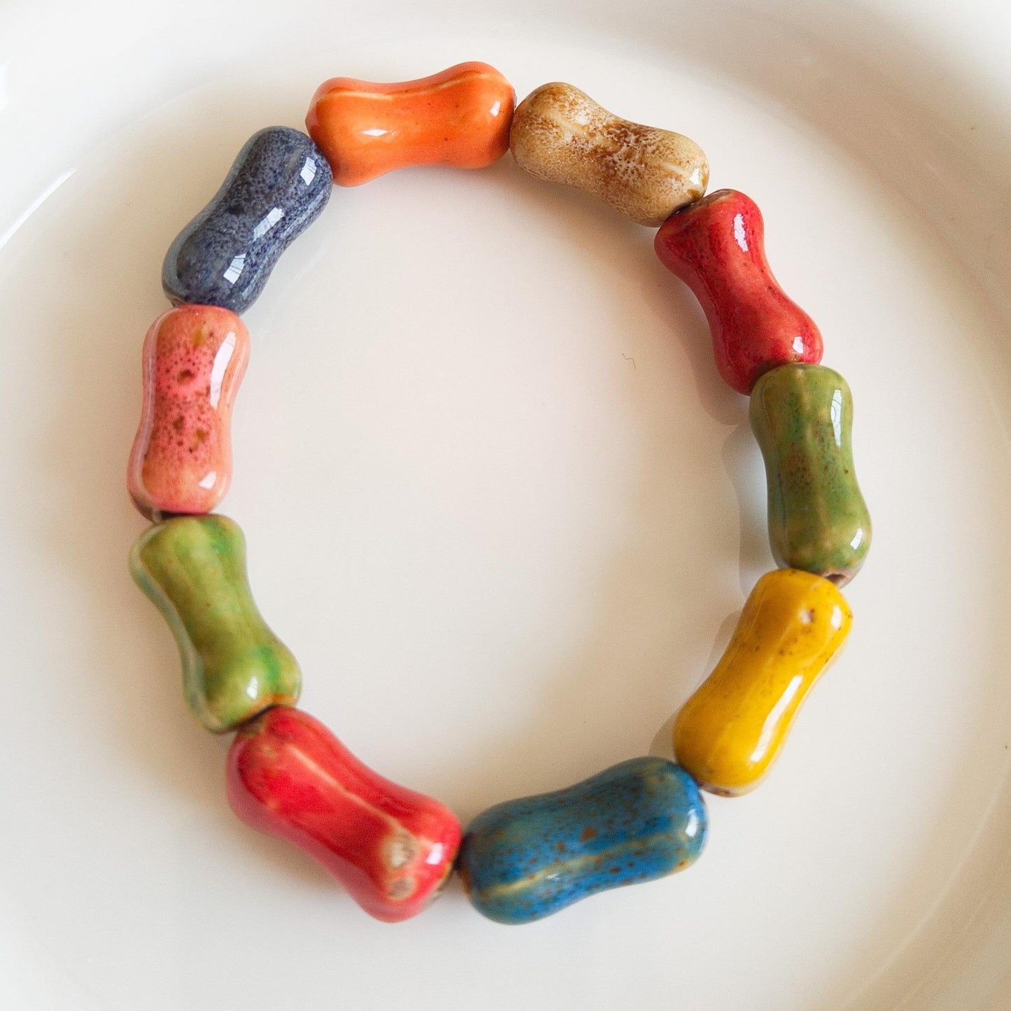 Pulsera de cuentas de cerámica multicolor