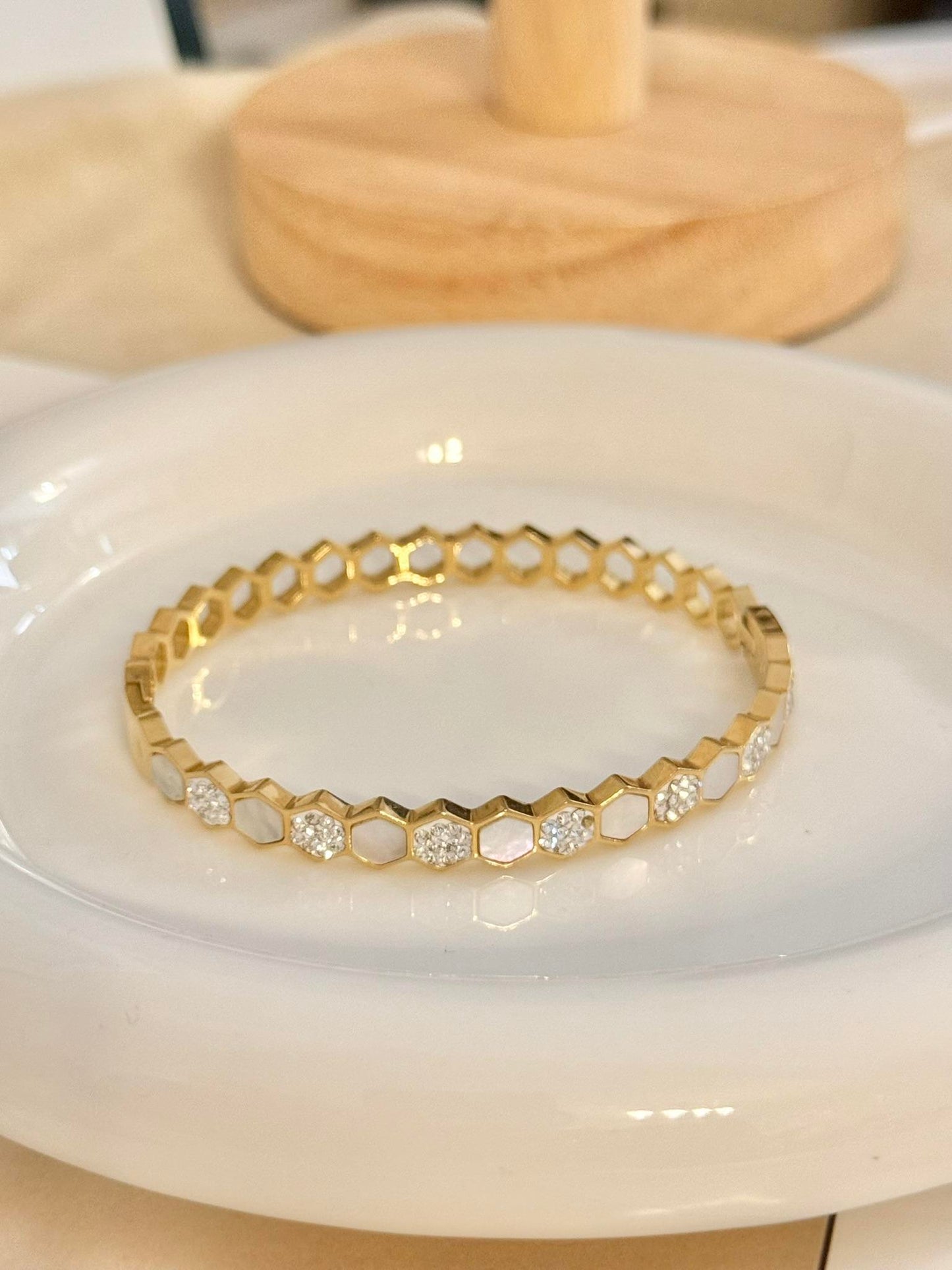 Pulsera Rígida Panal Fina (Dos colores)