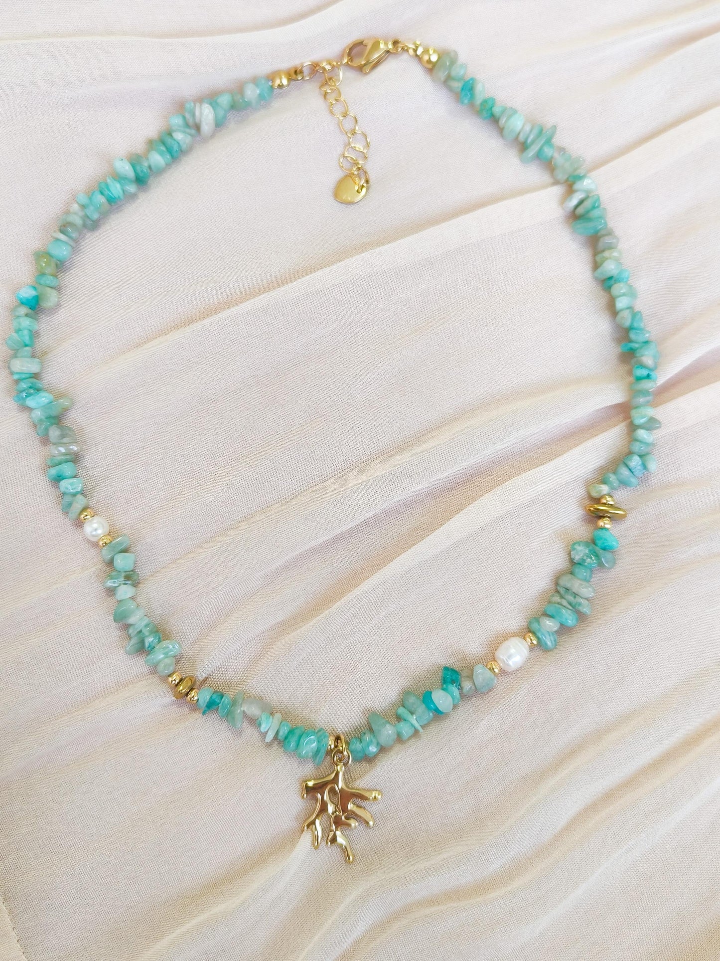 Collar princesa del mar piedra original (coral)