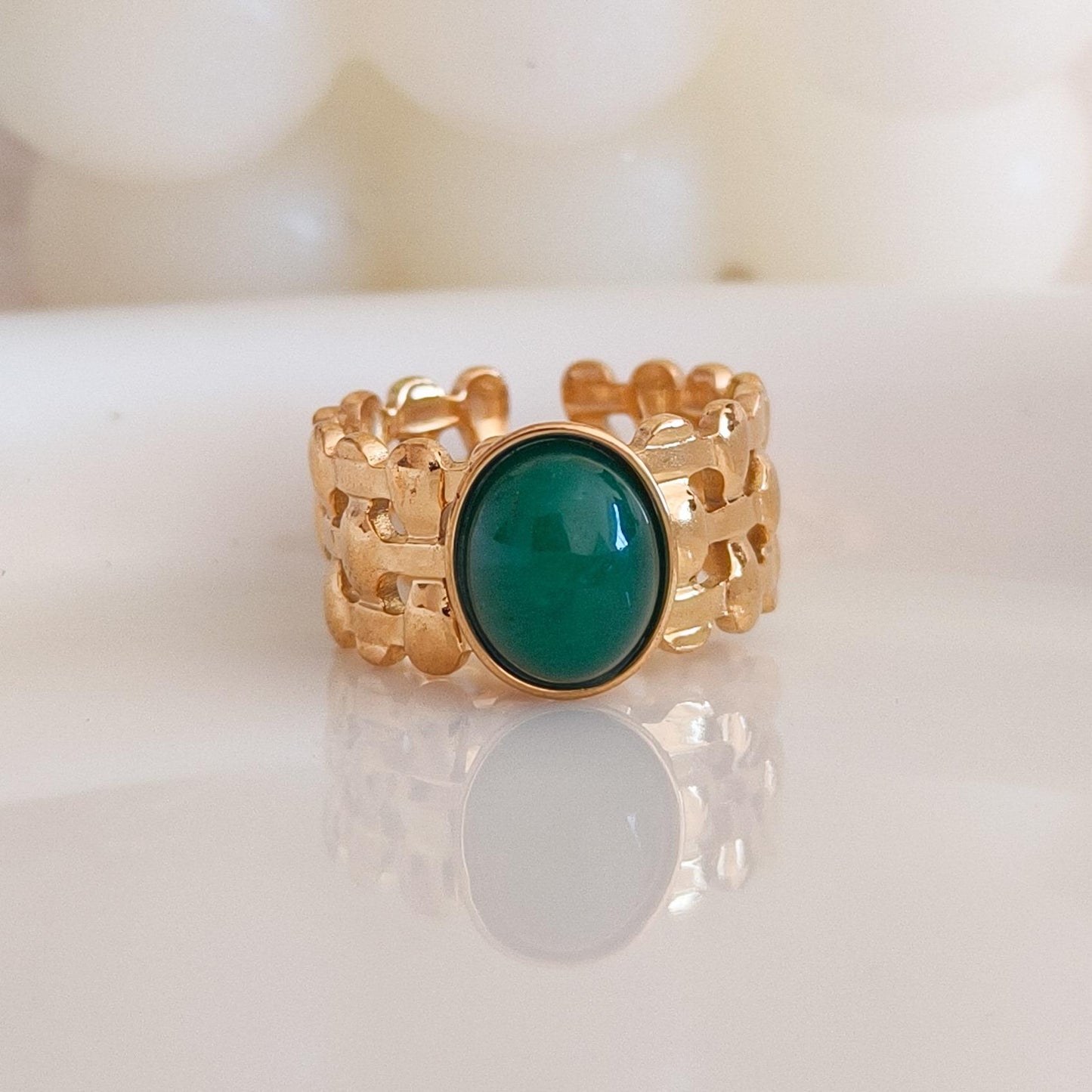 Anillo piedra original ajustable- serie río nilo
