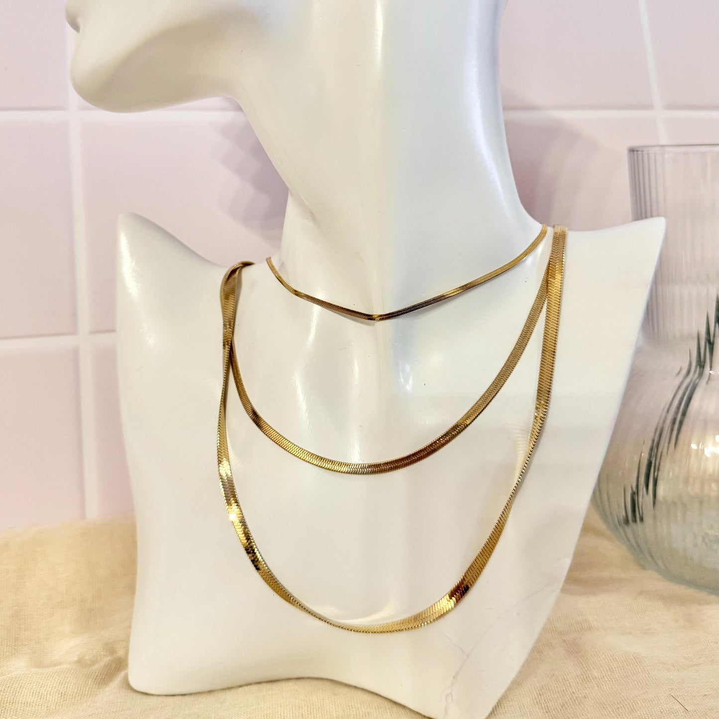 Collar de cadena de serpiente de tres capas