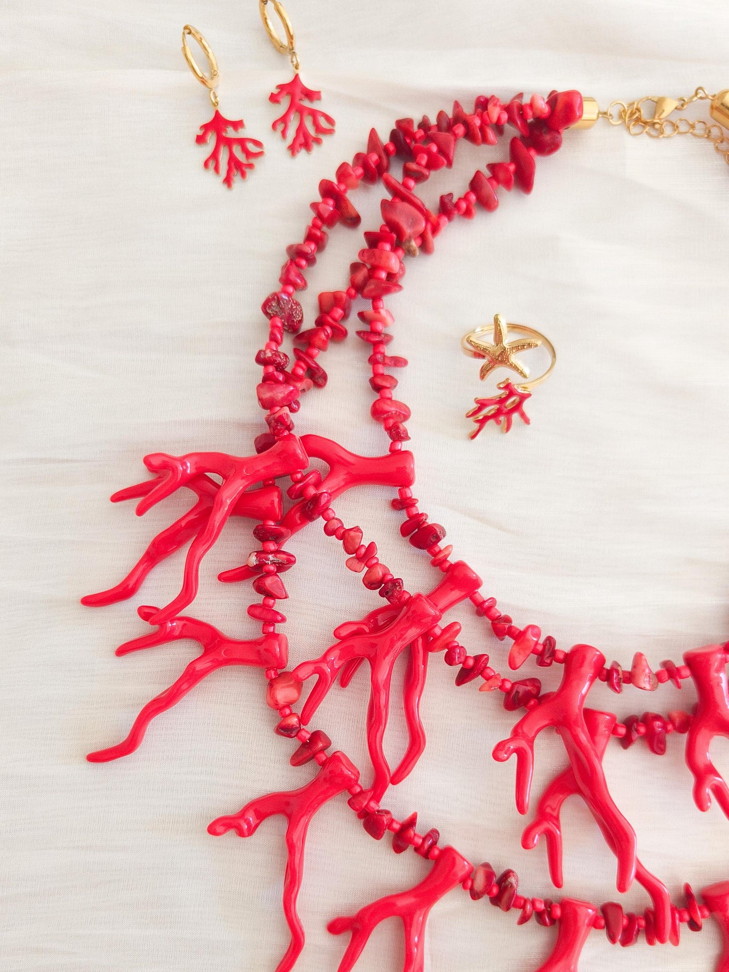 Pendiente coral rojo