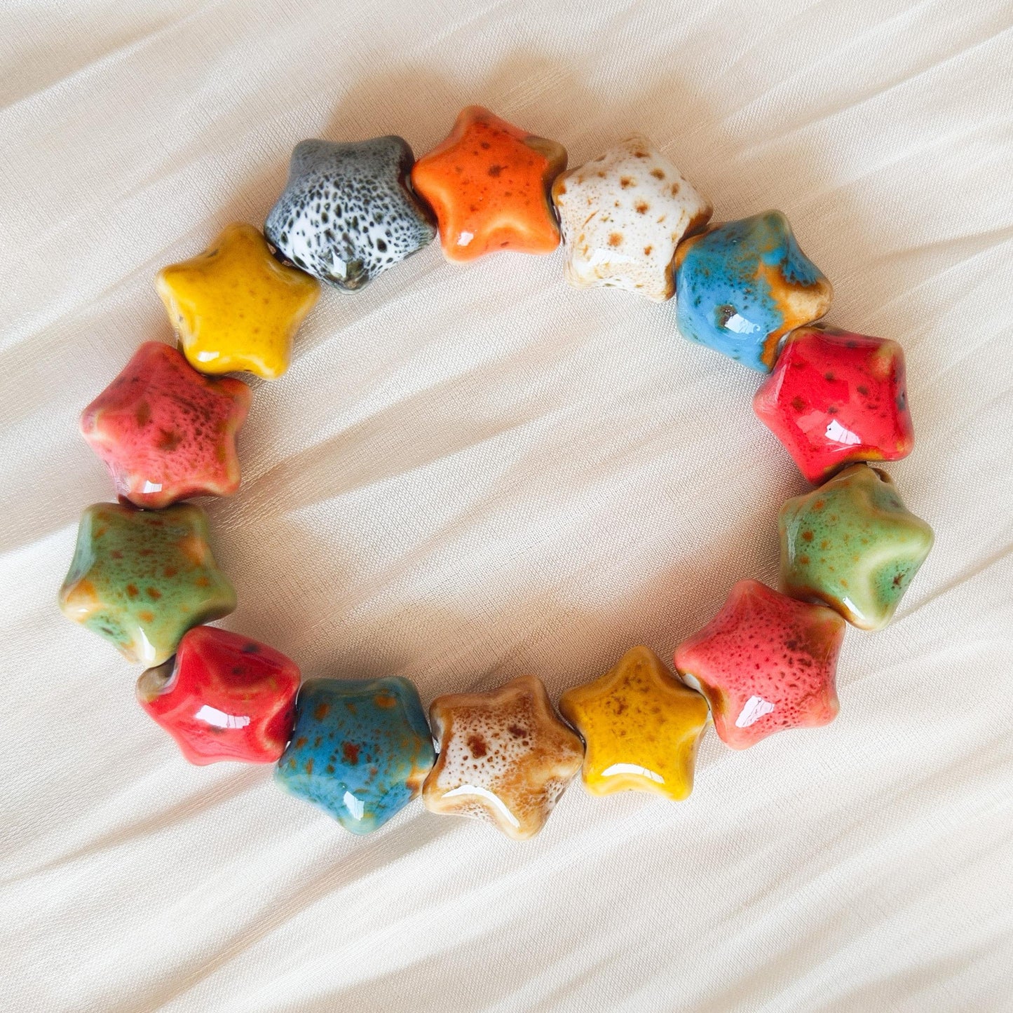 Pulsera de cuentas de cerámica multicolor