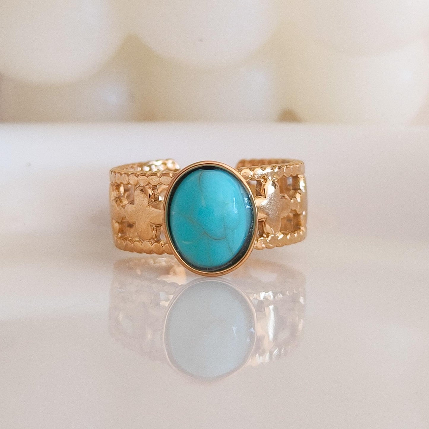 Anillo piedra original ajustable- serie río nilo