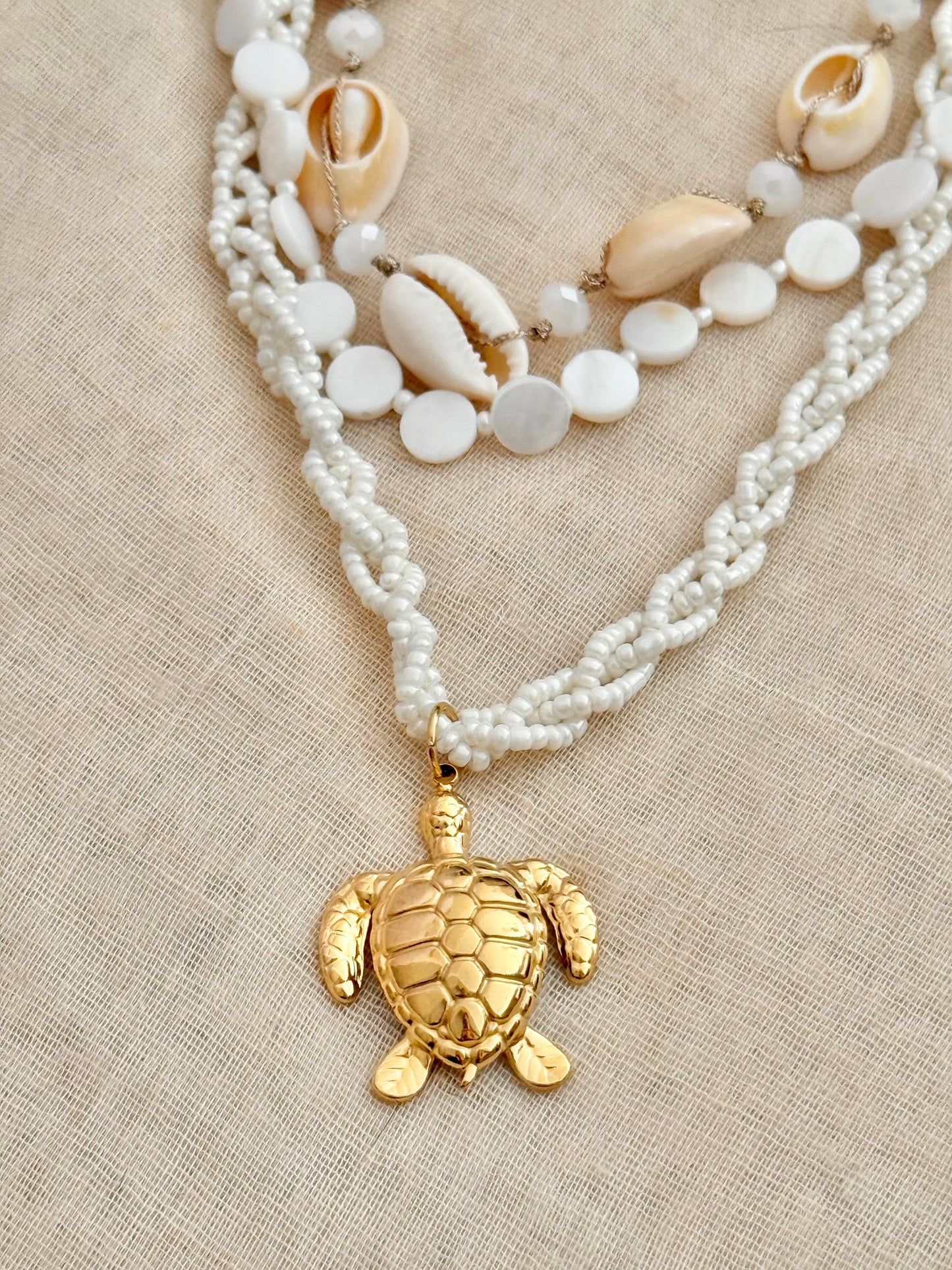 Collar de tortuga de triple cadena