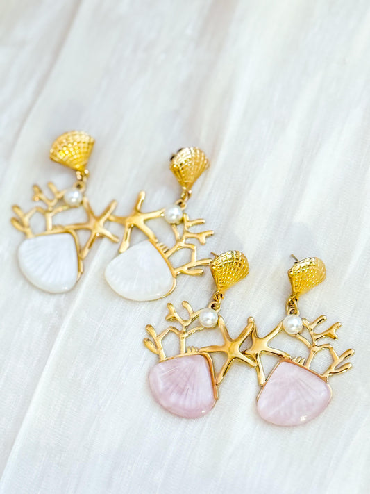 Pendientes conchas de colores