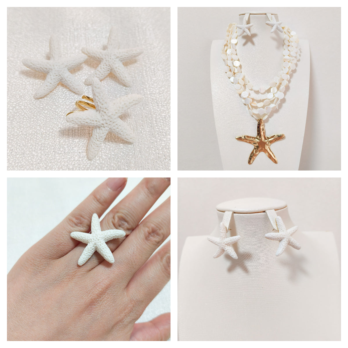 Look Marina Estrella Playa  ( anillo ajustable + pendiente, 3 colores)