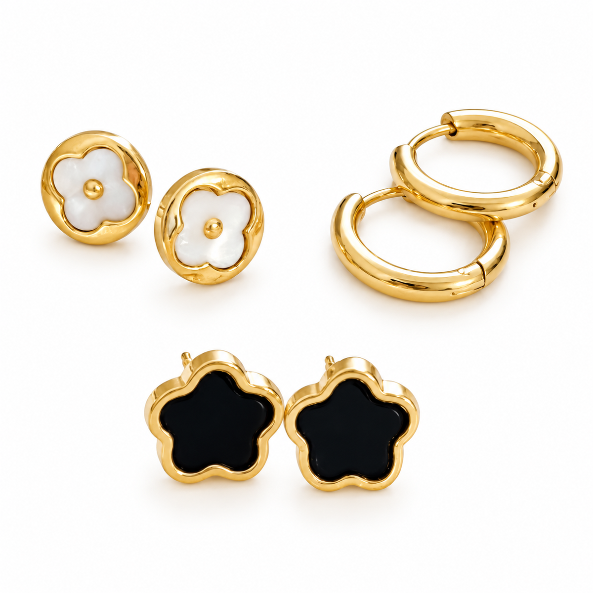 Pendientes Nara Acero（3 en 1 pack）flor